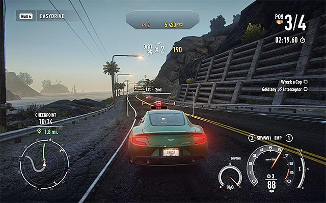 Na niższych poziomach ładowanie EMP trwa niestety bardzo długo - Technologie pościgowe (Pursuit Tech) | Kariera pirata drogowego (Racer) - Need for Speed Rivals - poradnik do gry