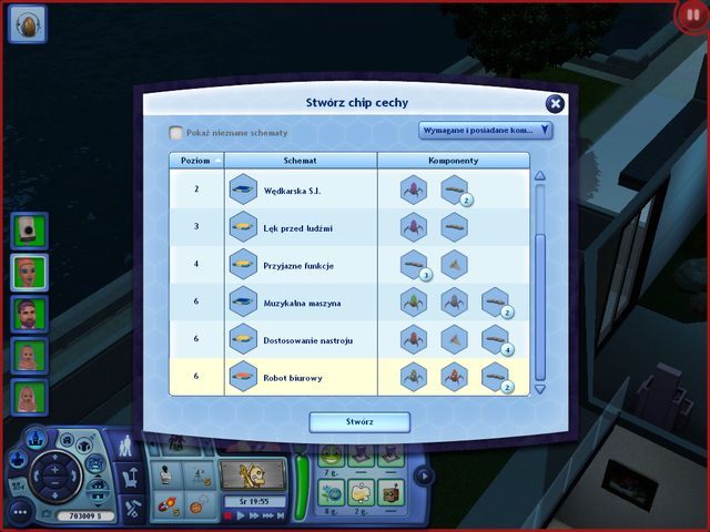 Ekran tworzenia chipów cech - Budowa botów | Umiejętności w The Sims 3 Skok w Przyszłość - The Sims 3: Skok w Przyszłość - poradnik do gry