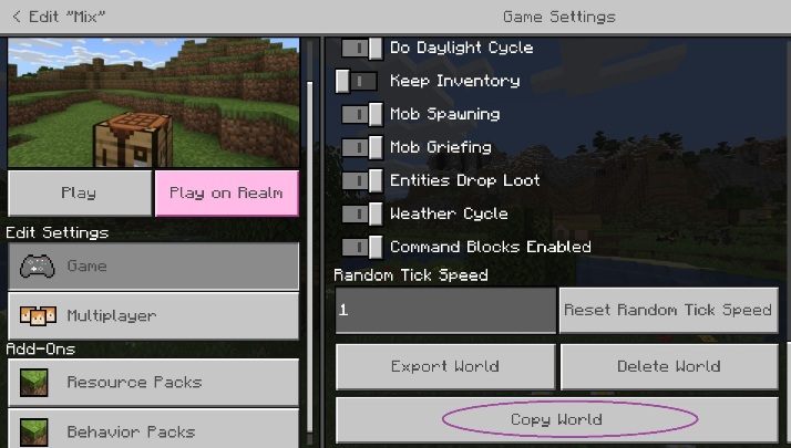 Ten przycisk sprawi, że na liście pojawi się dokładna kopia istniejącego już świata - Minecraft: Usuwanie światów - jak usunąć? Kupowanie, eksportowanie - Minecraft - poradnik do gry