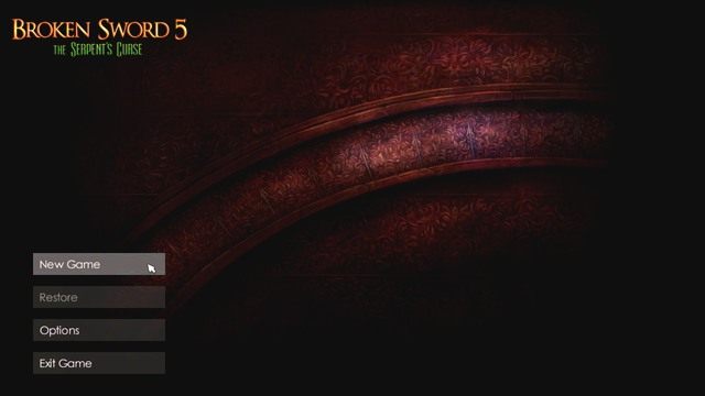Jak widać menu gry jest oszczędne graficznie. - Tutorial (Samouczek) | Broken Sword The Serpents Curse - Broken Sword: The Serpents Curse - poradnik do gry