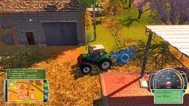 Podjedź tyłem do pługa i go podłącz do ciągnika. - Poznanie farmy i pierwsze prace | Kariera Symulator Farmy 2014 - Symulator Farmy 2014 - poradnik do gry