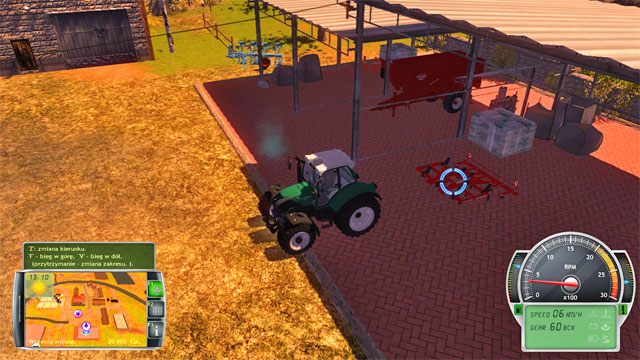 Podjedź tyłem i podłącz do ciągnika kultywator. - Poznanie farmy i pierwsze prace | Kariera Symulator Farmy 2014 - Symulator Farmy 2014 - poradnik do gry
