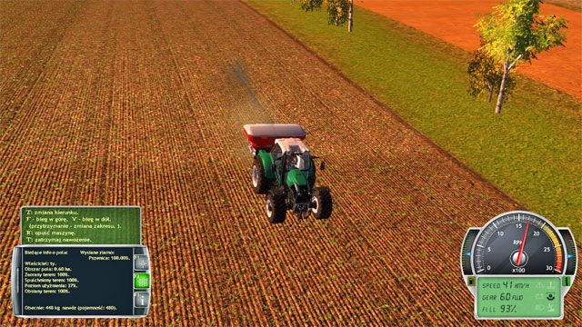 Nawożenie przebiega bardzo szybko - zasięg rozsiewacza jest duży. - Poznanie farmy i pierwsze prace | Kariera Symulator Farmy 2014 - Symulator Farmy 2014 - poradnik do gry