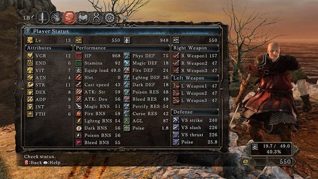 Okienko wszystkich statystyk - Cechy | Opis mechanizmów rozgrywki | Dark Souls II - Dark Souls II - poradnik do gry