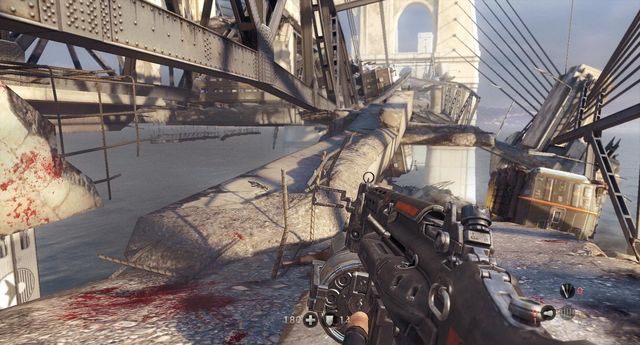 Trasa do znajdźki widziana od góry. - Most Gibraltarski | Sekrety w Wolfenstein The New Order - Wolfenstein: The New Order - poradnik do gry