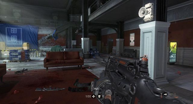 Po prawej stronie, pod ścianą jak tylko tu wskoczysz. - Powrót do London Nautiki | Sekrety w Wolfenstein The New Order - Wolfenstein: The New Order - poradnik do gry
