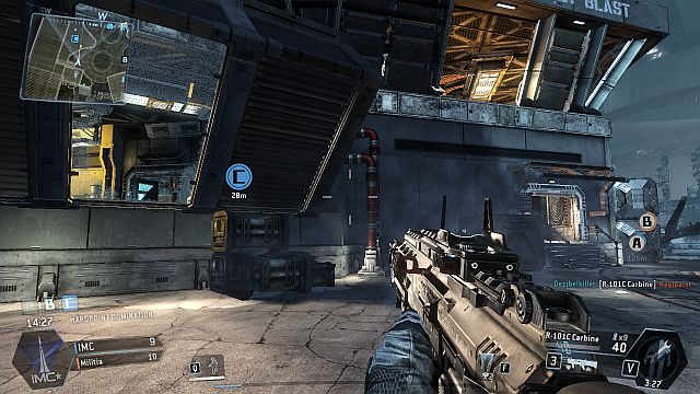 Kolejny z punktów przejęcia znajduje się z lewej strony mapy, niedaleko górnego pokładu - Airbase | Mapy w Titanfall - Titanfall - poradnik do gry