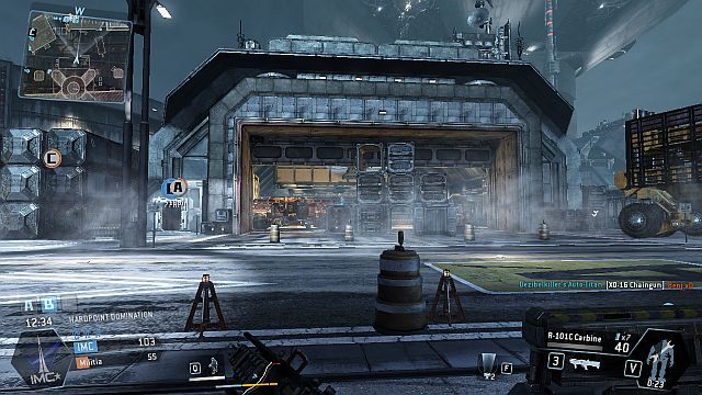 Hangar łączący dwie strony bazy lotniczej. - Airbase | Mapy w Titanfall - Titanfall - poradnik do gry