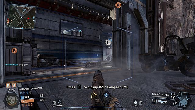Wejście do punktu przejęcia od strony innego otwartego hangaru - Overlook | Mapy w Titanfall - Titanfall - poradnik do gry