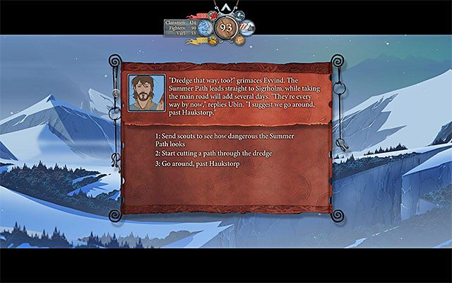 Możesz od razu wyruszyć w dalszą podróż lub spróbować zawalczyć z potworami - Podróż do Sigrholm | Rozdział 6 / Chapter 6 w The Banner Saga - The Banner Saga - poradnik do gry