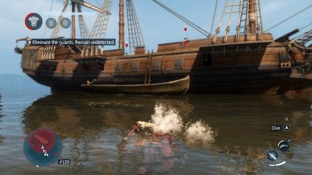 Płyń jak najdalej od łódek z wartownikami - Sekwencja 3 | Wątek główny w Assassins Creed Liberation - Assassins Creed: Liberation HD - poradnik do gry