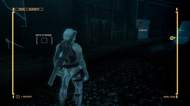 Widok z AR - nośnik danych jest tuż za ścianą. - R-03 Mile High | Kampania - opis przejścia Metal Gear Rising Revengeance - Metal Gear Rising: Revengeance - poradnik do gry
