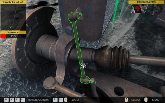 Wymiana stabilizatora wymaga zdemontowania kilku elementów koła. - Zlecenie nr 3 - Zlecenia - Pierwszy garaż - Car Mechanic Simulator 2014 - poradnik do gry