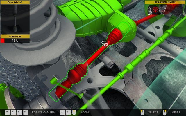 Zdemontowanie osi wymaga odkręcenia tylko jednej śruby. - Zlecenie nr 16 - Revton Wind - Zlecenia - Pierwszy garaż - Car Mechanic Simulator 2014 - poradnik do gry