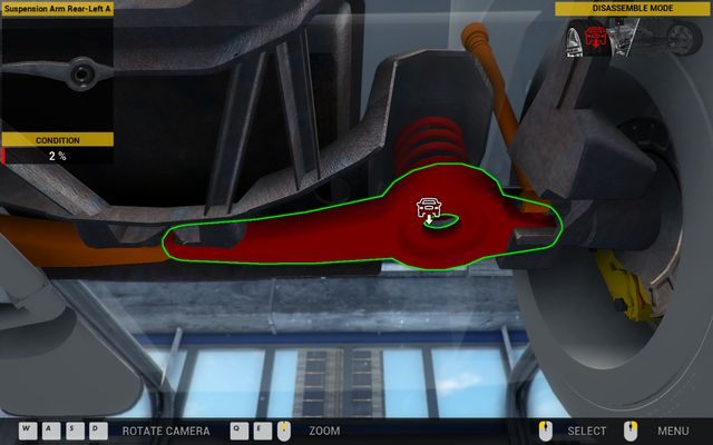 Wyjęcie sprężyny wiąże się również z demontażem wahacza. - Zlecenie nr 27 - Genesis Town - Zlecenia - Drugi garaż - Car Mechanic Simulator 2014 - poradnik do gry