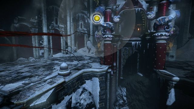 Owy mechanizm kolumnowy i widoczna po prawej stronie Skrzynia Bólu. - Misja 7 - Pieces of a Mirror | Klejnoty - I przejście - Castlevania: Lords of Shadow 2 - poradnik do gry