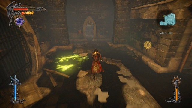 Na wprost wcześniej zamknięte przejście prowadzące do Stosu Ofiarnego. - Victory Plaza | Znajdźki - drugie podejście | Castlevania Lords of Shadow 2 - Castlevania: Lords of Shadow 2 - poradnik do gry