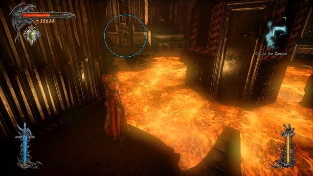 Mechanizm na Klucz Podziemi oznaczony na niebiesko. - City of the Damned | Znajdźki - drugie podejście | Castlevania Lords of Shadow 2 - Castlevania: Lords of Shadow 2 - poradnik do gry