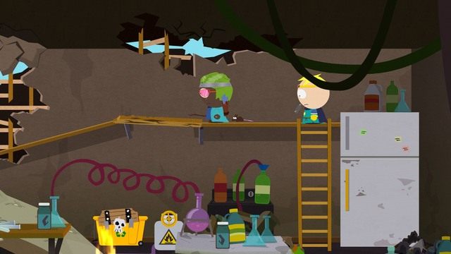 Wdrap się po drabinie i uderz w zwisającą z dachu deskę - Do broni/Call the Banners (2) Tweek | Opis przejścia w South Park - Kijek Prawdy - South Park: Kijek Prawdy - poradnik do gry