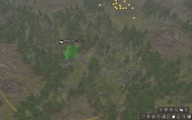 Teraz zajmij się dalszym powiększaniem ilości źródeł pozyskiwania pożywienia - w tym celu zbuduj chatkę myśliwych (Hunting Cabin) - Poradnik do gry - Rozpoczęcie rozgrywki w Banished - Banished - poradnik do gry
