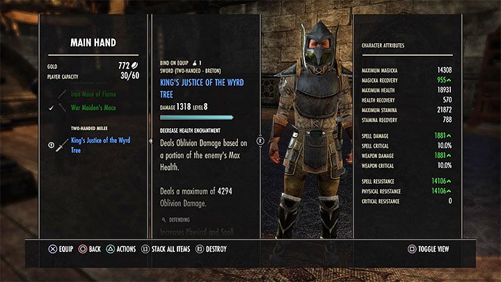 Inwentarz w The Elder Scrolls Online niestety łatwiej można zapełnić niż w Skyrimie - domyślnie jest to 60 slotów i nawet pomimo grupowania identycznych przedmiotów dość szybko można osiągnąć jego limit - ESO i Skyrim - podobieństwa - The Elder Scrolls Online - poradnik do gry