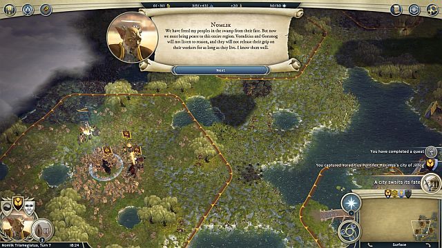 Ukończenie prostych zadań i przejęcie kilku miast zapewni dobry start w scenariuszu. - Odrodzenie wiary | Kampania Elfiego Dworu w Age of Wonders III - Age of Wonders III - poradnik do gry
