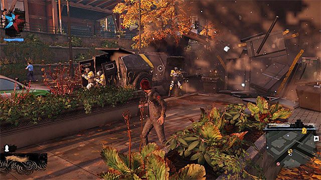 Trzecia grupa to wrogowie korzystający ze środków transportu (przykład pojazdu opancerzonego na powyższym obrazku) - 3. Przeciwnicy i ich typy - inFamous: Second Son w 10 prostych krokach