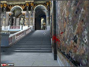 Rozwalając ich nie wychylamy się za bardzo w lewo ku środkowi holu, bo za plecami na schodach czeka piąty zawodnik - Misja 21 - Śmierć sztuki | Mafia The City of Lost Heaven - Mafia: The City of Lost Heaven - poradnik do gry