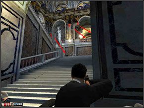 Skradamy się po schodach, kucając i trzymając się prawej strony balustrady - Misja 21 - Śmierć sztuki | Mafia The City of Lost Heaven - Mafia: The City of Lost Heaven - poradnik do gry