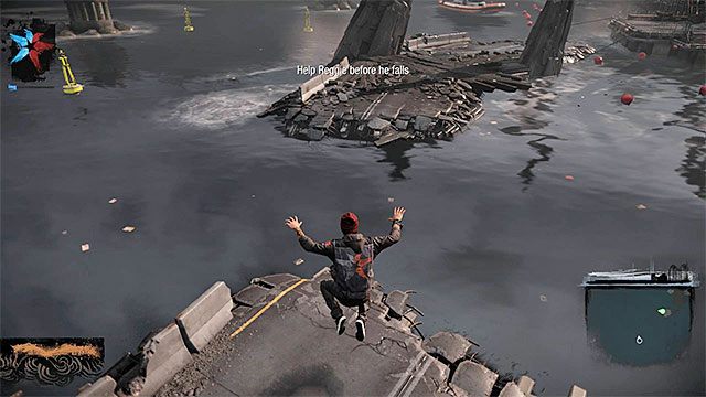 Do Reggiego zbliż się korzystając z lewych platform - Prolog - Parting of the Ways - Opis przejścia - inFamous: Second Son - poradnik, opis przejścia, miasto