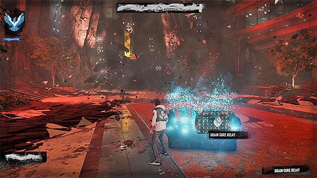 Do rdzenia przekaźnikowego podbiegnij dopiero wtedy gdy boss oddali się - Brooke Augustine #2 - Pojedynki z bossami - inFamous: Second Son - poradnik, opis przejścia, miasto