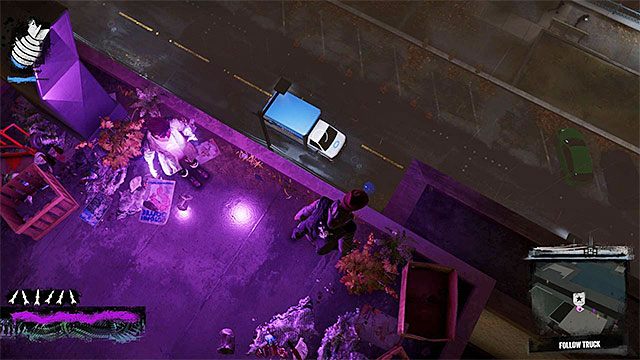 Pozostawaj przez cały czas na dachach budynków, nie dając się dzięki temu zauważyć kierowcy furgonetki - 7a - Trash the Stash - Opis przejścia - inFamous: Second Son - poradnik, opis przejścia, miasto