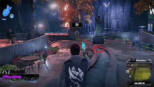 3) Dziennik audio (Audio Log) - Po rozpoczęciu poszukiwań dziennika audio musisz zbadać pobliski plac z posągiem ryby - Downtown - Trudniejsze aktywności - Miasto - inFamous: Second Son - poradnik, opis przejścia, miasto