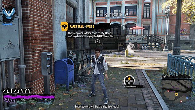 Miejsce rozpoczęcia dwunastej misji Tajemnic inFamous - Rozdział 4, część 3 - czynności do wykonania w grze - Tajemnice inFamous (inFamous Paper Trail) - inFamous: Second Son - poradnik, opis przejścia, miasto