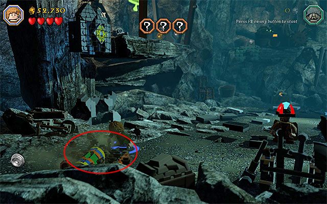 Ustaw się w odpowiednim miejscu i skorzystaj z łopaty - Etap 7 (Goblin-town) | Główne etapy - Sekrety w LEGO The Hobbit - LEGO The Hobbit - poradnik do gry