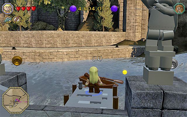 Do klocka można dotrzeć wyłącznie dzięki użyciu łodzi - Odnajdywanie mithrilowych klocków (1-15) | Śródziemie - Mithrilowe klocki LEGO - LEGO The Hobbit - poradnik do gry