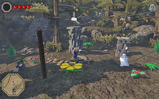 Musisz odbić się od żółtego kwiatu i złapać się liny - Odnajdywanie mithrilowych klocków (1-15) | Śródziemie - Mithrilowe klocki LEGO - LEGO The Hobbit - poradnik do gry