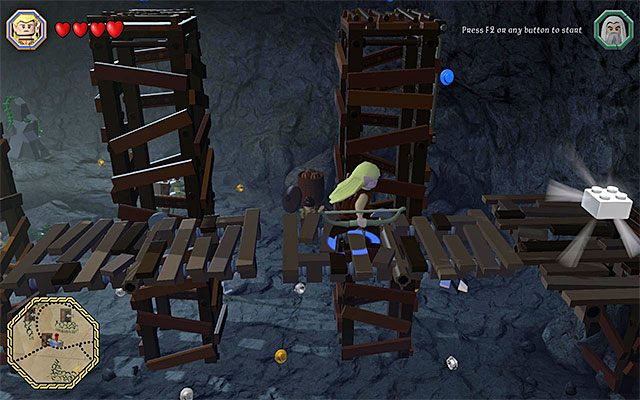 Przebiegnij po platformach gdy znajdą się one w poziomym położeniu - Odnajdywanie mithrilowych klocków (1-15) | Śródziemie - Mithrilowe klocki LEGO - LEGO The Hobbit - poradnik do gry