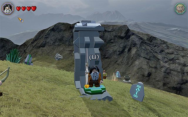 Miejsce, w którym musi ustawić się bohater z podłużną bronią - Odnajdywanie mithrilowych klocków (1-15) | Śródziemie - Mithrilowe klocki LEGO - LEGO The Hobbit - poradnik do gry