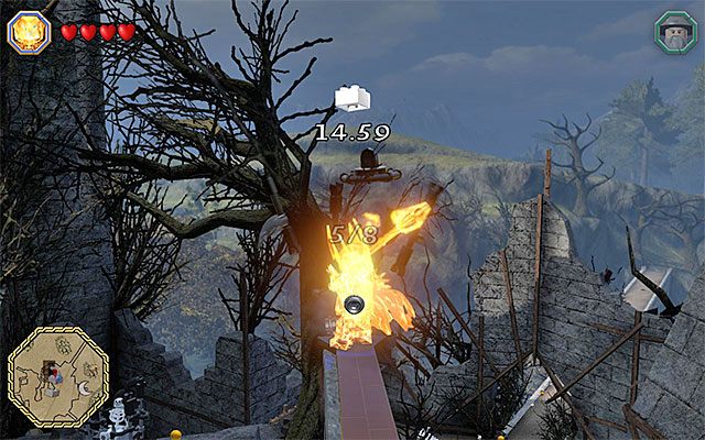 Dwa obiekty są trudniej dostępne - Odnajdywanie mithrilowych klocków (46-60) | Śródziemie - Mithrilowe klocki LEGO - LEGO The Hobbit - poradnik do gry