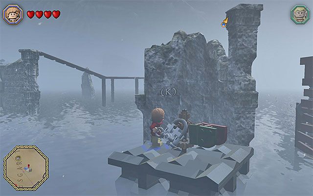 Obrotowy mechanizm stanie się dostepny dopiero po użyciu klucza - Odnajdywanie mithrilowych klocków (61-65) | Śródziemie - Mithrilowe klocki LEGO - LEGO The Hobbit - poradnik do gry