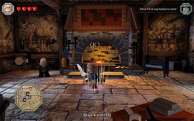 Wchodzenie w interakcję z kuźnią pozwala na tworzenie nowych mithrilowych przedmiotów - Śródziemie - Ważne lokacje | Podstawy rozgrywki w LEGO The Hobbit - LEGO The Hobbit - poradnik do gry