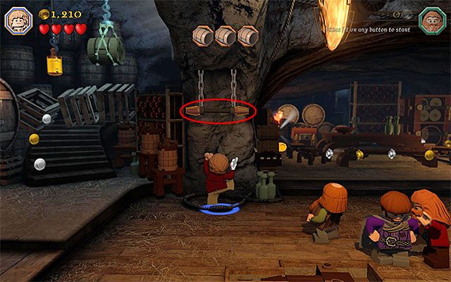 Dźwignia, której musisz się złapać - Etap 11 (Barrels Out of Bond) - Piwnica | Opis przejścia LEGO The Hobbit - LEGO The Hobbit - poradnik do gry