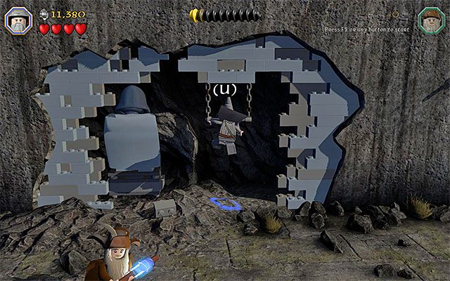 Dźwignia schowana za niebieską ścianą - Etap 13 (Looking for Proof) - Górska ścieżka | Opis przejścia LEGO The Hobbit - LEGO The Hobbit - poradnik do gry