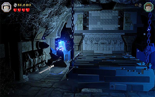 Użyj laski żeby rozpalić w dwóch miejscach ogień - Etap 13 (Looking for Proof) - Grobowiec czarnoksiężnika z Angmaru | Opis przejścia - LEGO The Hobbit - poradnik do gry