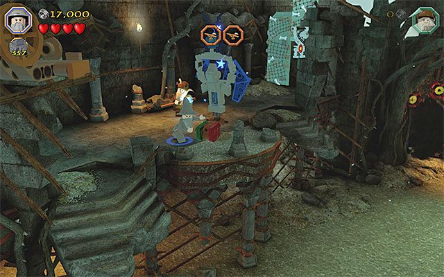 Obróć wieżę i dopiero wtedy użyj na niej czarodziejskiej laski - Etap 14 (The Necromancer) - Zewnętrzna część twierdzy | Opis przejścia - LEGO The Hobbit - poradnik do gry