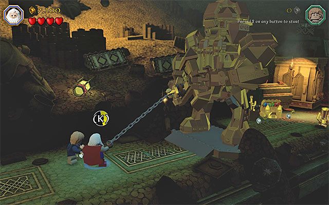 Podnieś cep i użyj go na złotej figurze - Etap 16 (Inside Information) - Skarbiec | Opis przejścia LEGO The Hobbit - LEGO The Hobbit - poradnik do gry