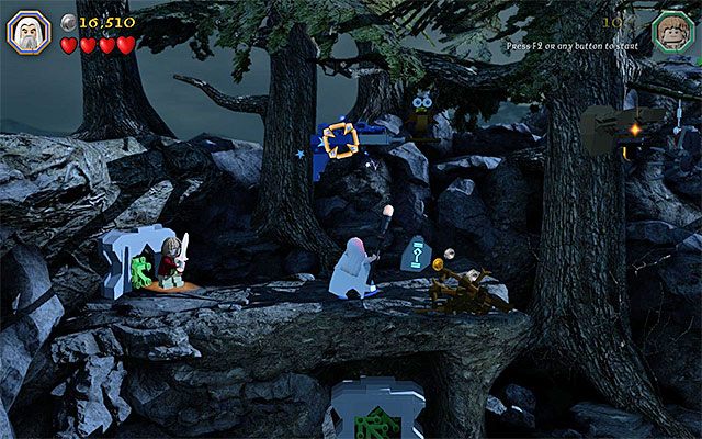 Użyj dowolnej laski na niebieskim zgrupowaniu klocków - Etap 8 (Out of the Frying Pan...) | Główne etapy - Sekrety w LEGO The Hobbit - LEGO The Hobbit - poradnik do gry