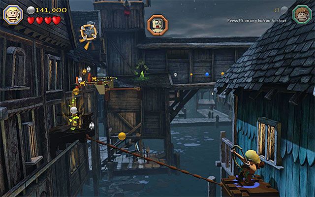 Miejsce użycia łuku po raz drugi - Etap 12 (A Warm Welcome) | Główne etapy - Sekrety w LEGO The Hobbit - LEGO The Hobbit - poradnik do gry