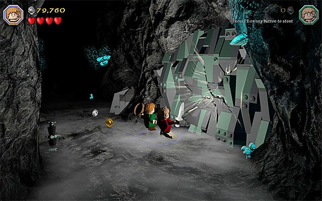 Użyj dwóch bohaterów do zburzenia prawej ściany - Etap 13 (Looking for Proof) | Główne etapy - Sekrety w LEGO The Hobbit - LEGO The Hobbit - poradnik do gry